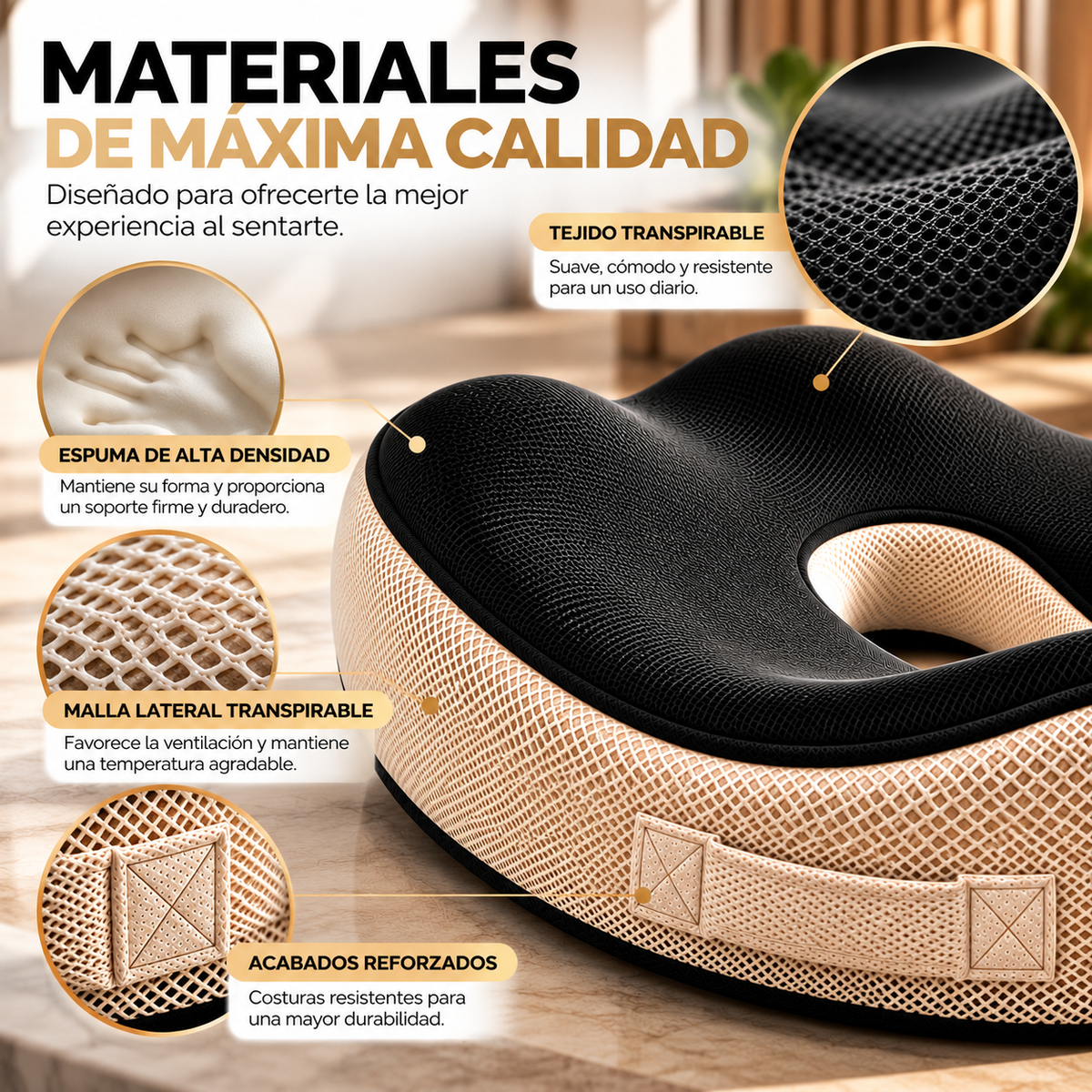 RELVAR™ Cojín Ergonómico Premium para Coxis y Espalda