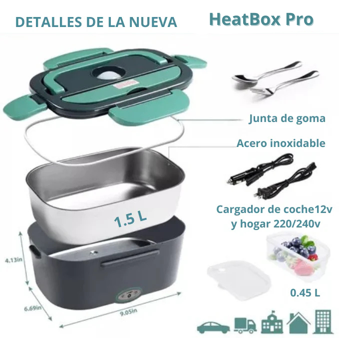 Fiambrera Electrica HeatBoxPro - Come caliente en 5 minutos