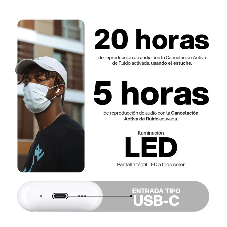 Airpods PRO 2™ Con Pantalla Tactil - Cancelacion de ruido