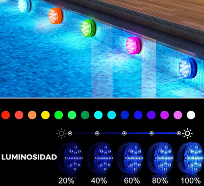 LUCES LED SUMERGIBLES - WATERLED (pack de 4 con mando incluido)