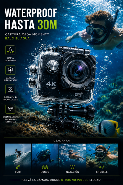 ActionCam 4K PRO™ | Kit Completo +15 Accesorios