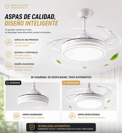 AEROSILENT™ Pro – Ventilador de Techo Inteligente Ultra Silencioso 4 en 1