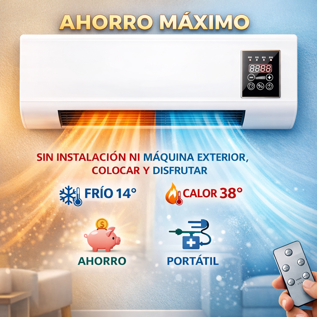 Aire Acondicionado Portátil 2 en 1 Calor y Frio - Bajo consumo y Máxima Potencia