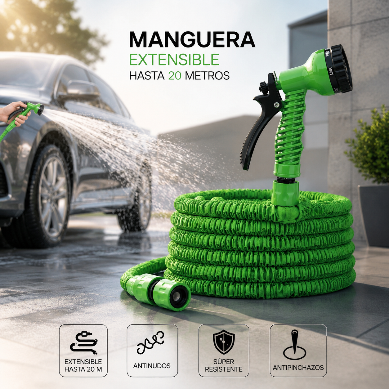 Manguera Extensible hasta 30 metros ANTINUDOS- ExtensionWater™