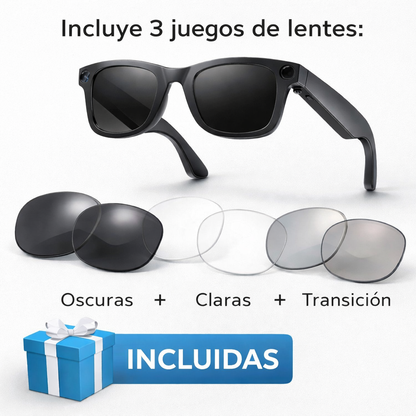 AI Vision Pro™ – Gafas Inteligentes con Cámara HD, Audio y Asistente IA