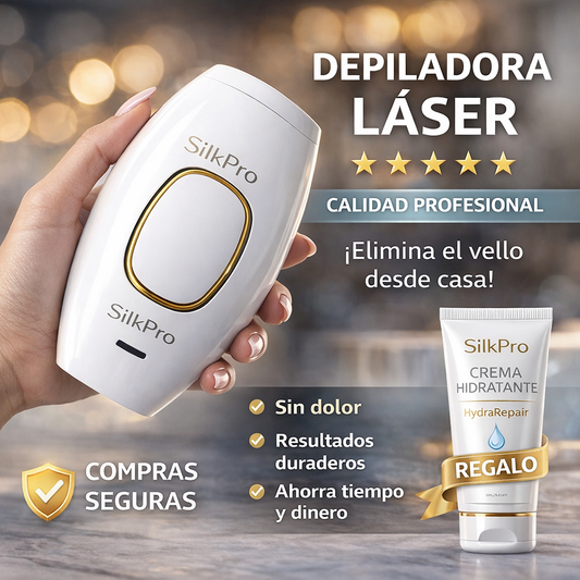 Depiladora Laser SilkPro + Crema Hidratante de REGALO