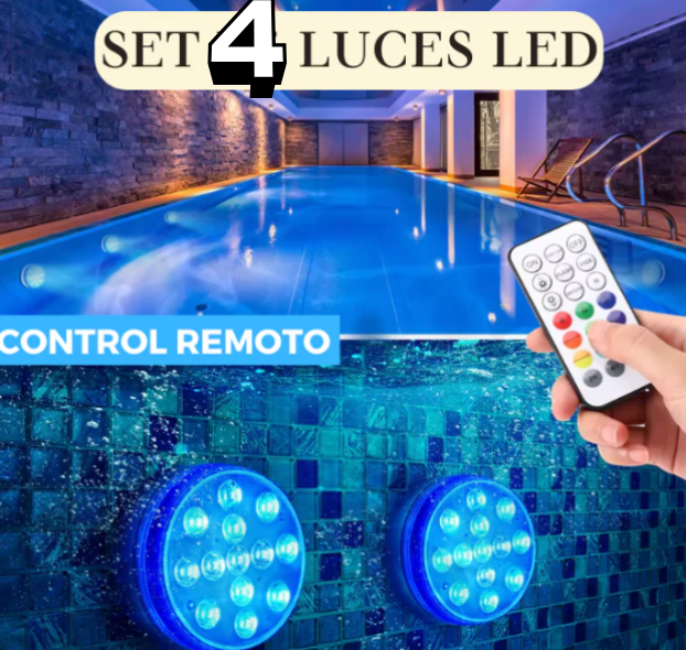 LUCES LED SUMERGIBLES - WATERLED (pack de 4 con mando incluido)