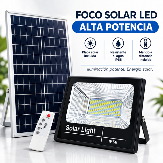 Foco Solar LED 600W con Placa Solar | IP66