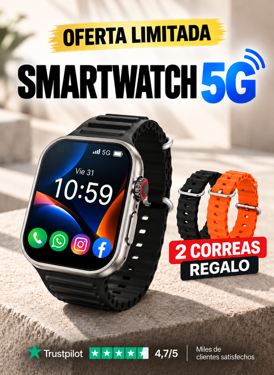 Smartwatch Ultra 5G con Tarjeta SIM – Llamadas y Mensajes sin Móvil